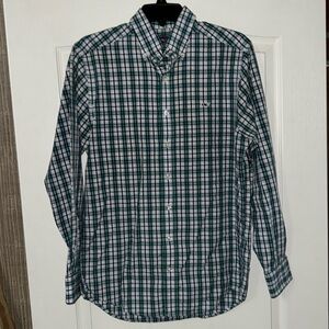Men’s Vineyard Vines Green/Blue Slim Fit Whale Shirt size Small, long sleeve